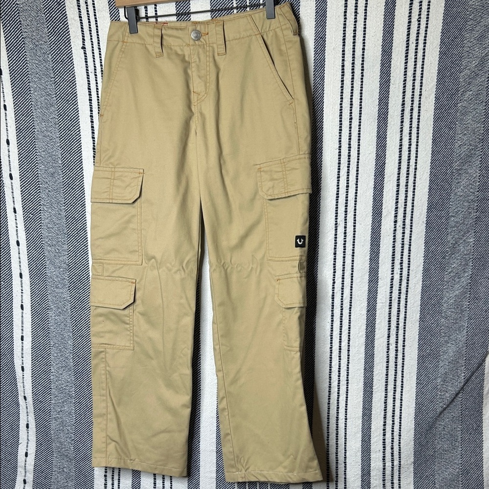 True Religion Warped Horseshoe Single Needle Khaki Cargo Pants